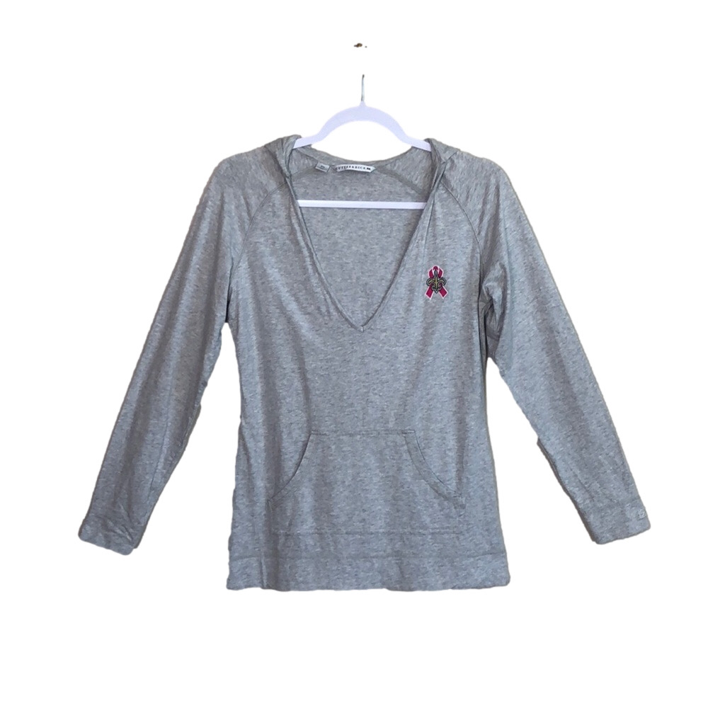 CUTTER & BUCK Women's Medium Grey Lightweight Modal Blend V-neck Hoodie w Logo
